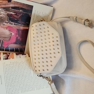 Rian Pale Cream Leather Crossbody/Clutch Bag, $50